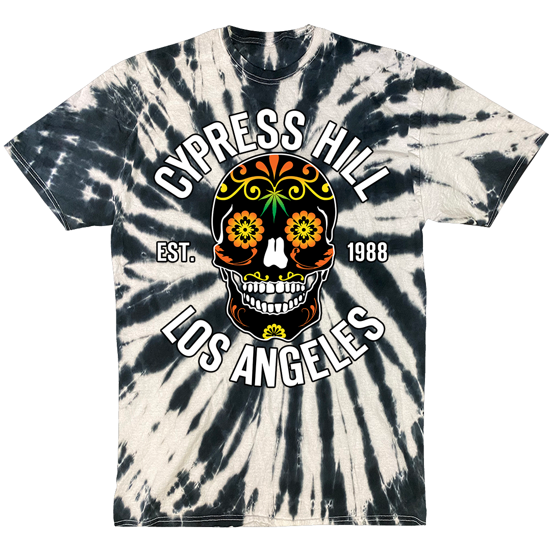 Cypress Hill "Day of the Dead V2" T-shirt in Black and White Tie Dye