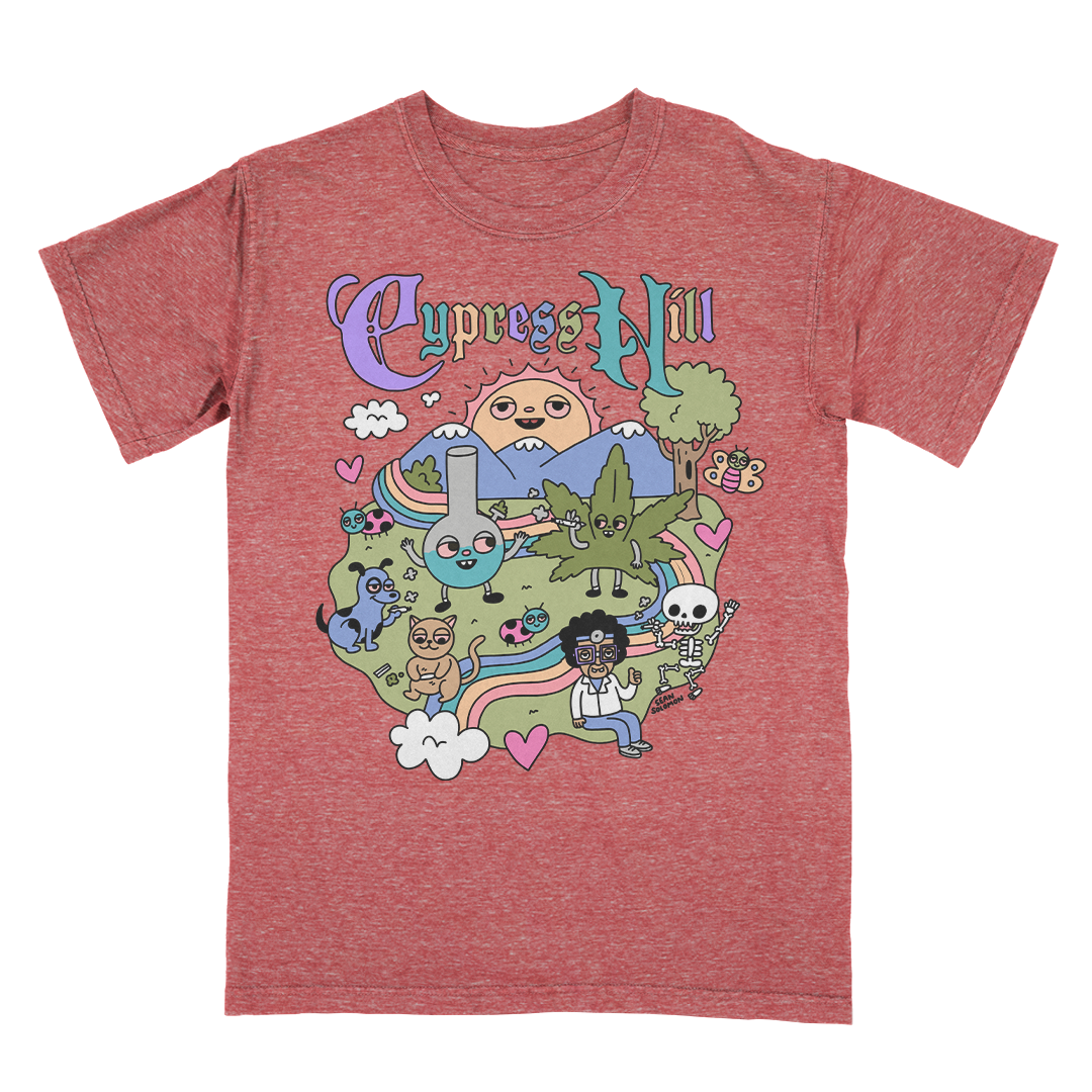 Cypress Hill "Happy Time by Sean Solomon" T-Shirt in Heather Red