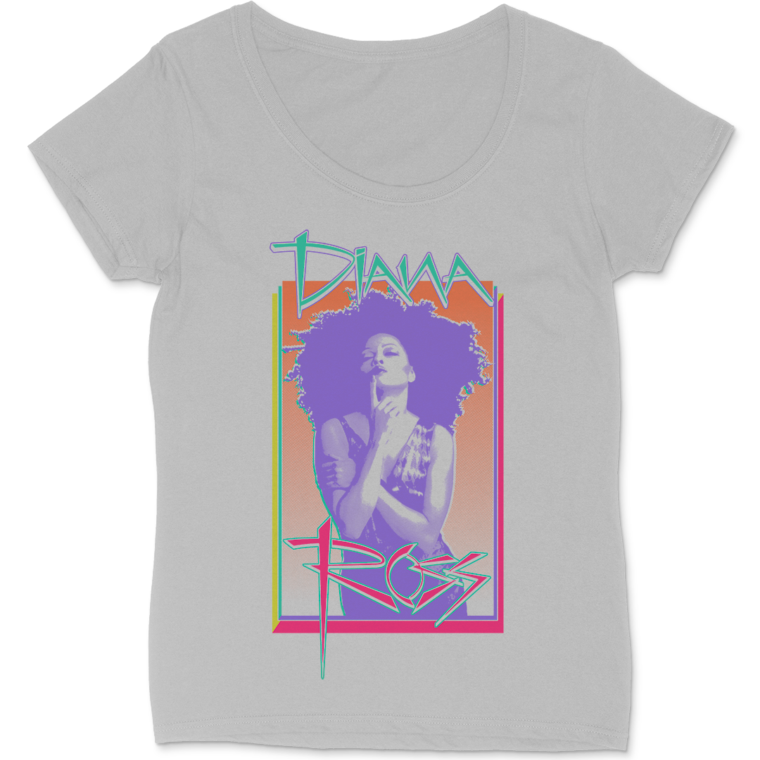 Diana Ross "Cover Page" Women's Scoop Neck T-Shirt in Silver Grey