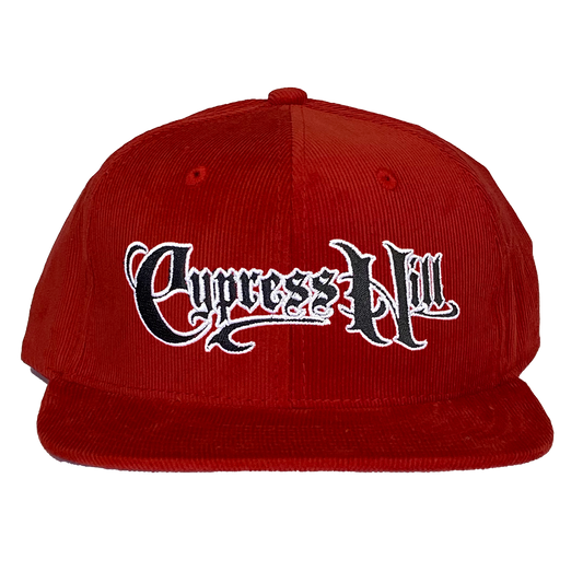 Cypress Hill "Script Logo" Snap Back Hat in Red Corduroy