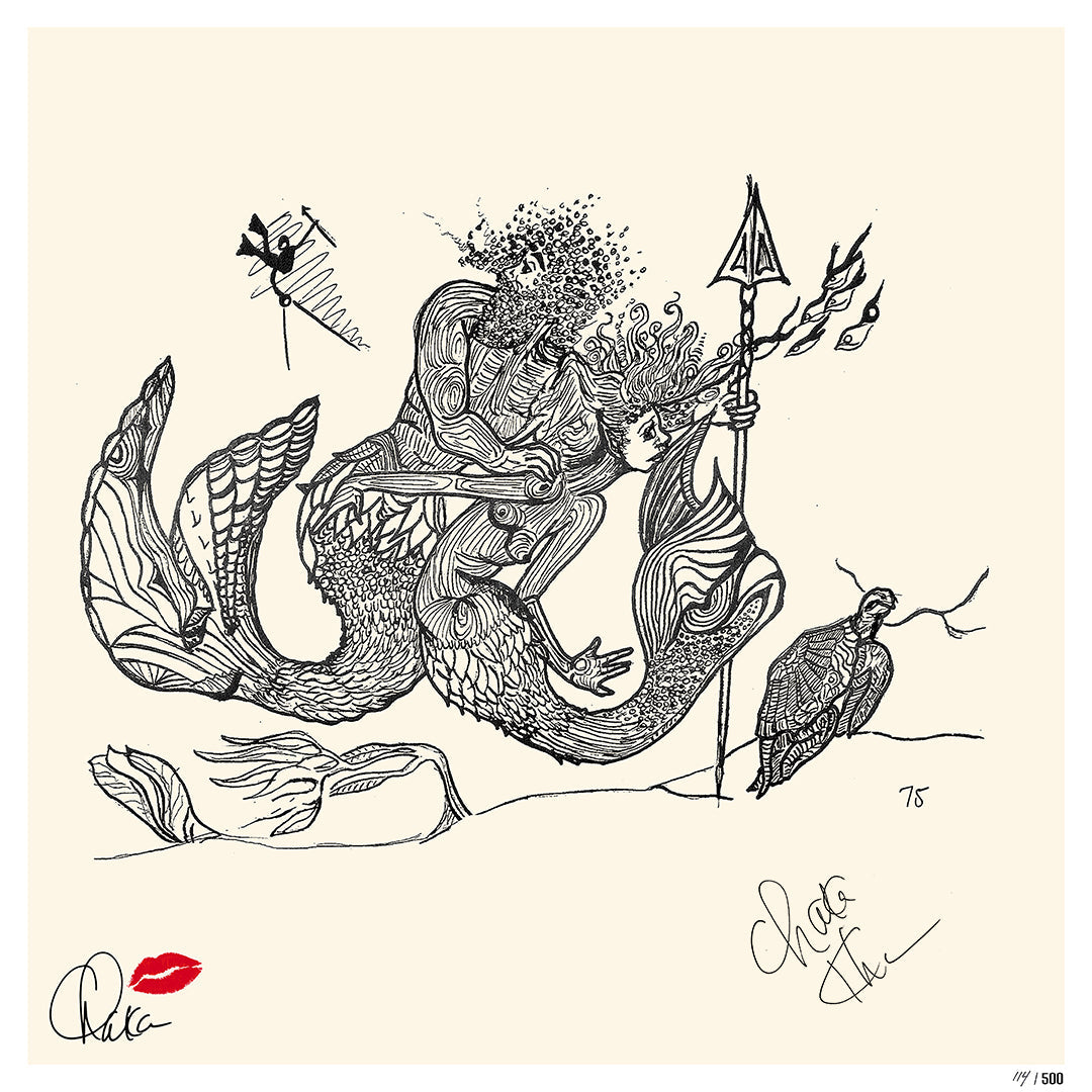 Chaka Khan "Merman & Mermaid 1975" Limited Edition AUTOGRAPHED Screen Printed Lithograph Print