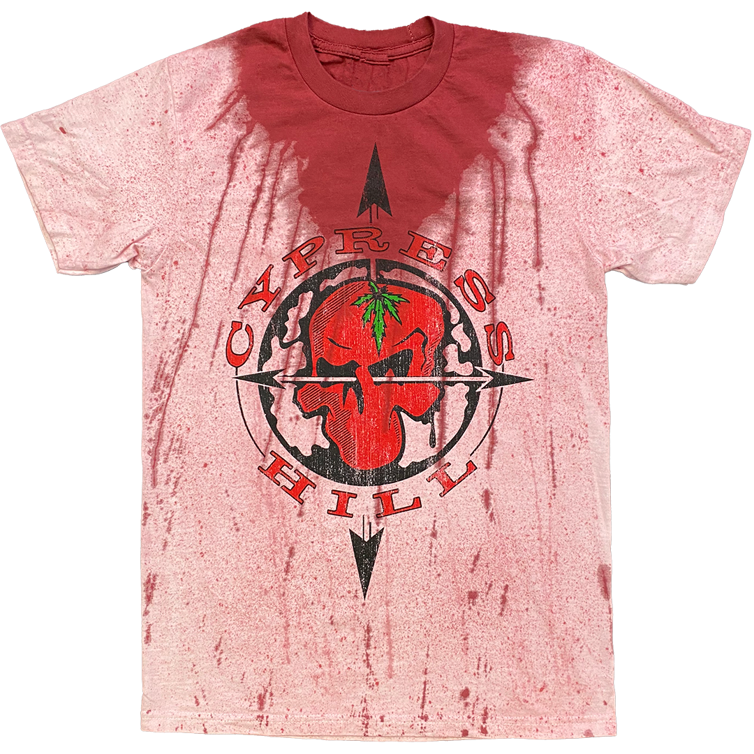 Cypress Hill "OG Skull N Compass" T-Shirt in Red Splatter