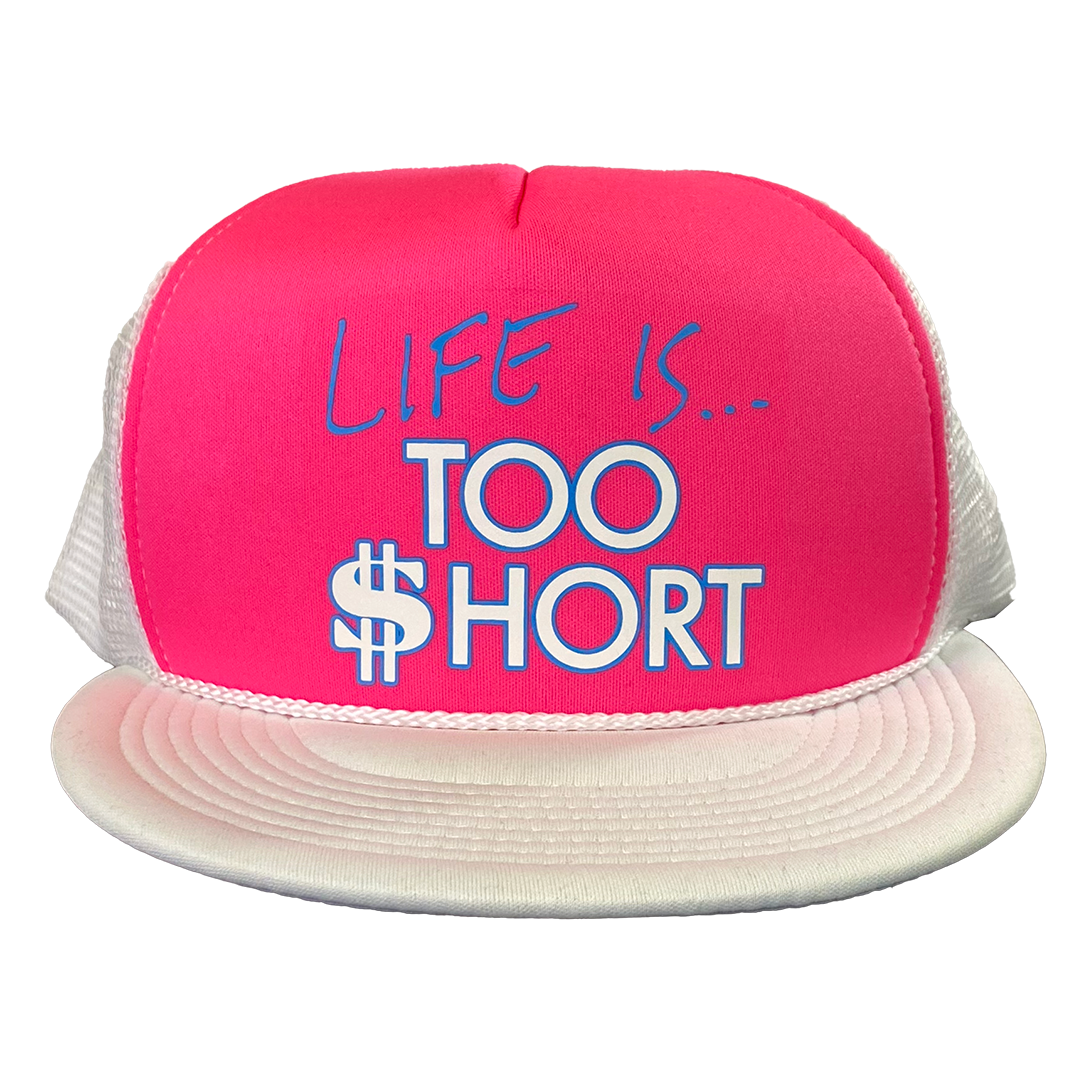 Too Short "Life Is..." Trucker Hat in White and Pink