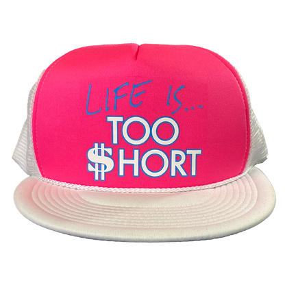 Too Short "Life Is..." Trucker Hat in White and Pink