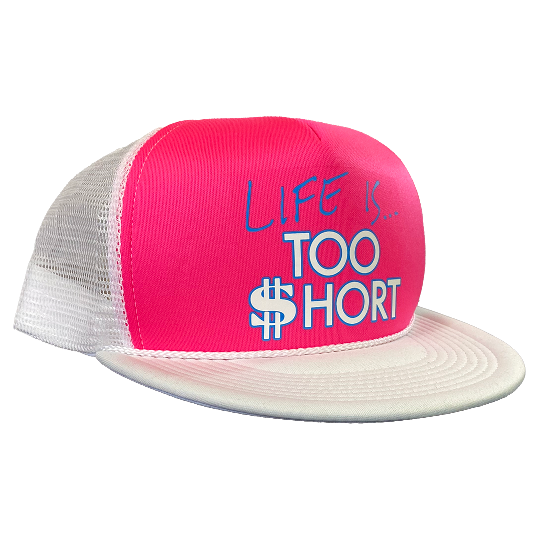 Too Short "Life Is..." Trucker Hat in White and Pink