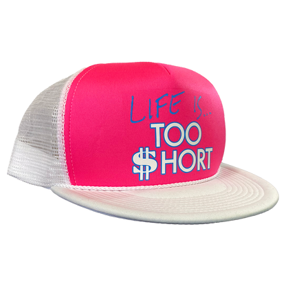 Too Short "Life Is..." Trucker Hat in White and Pink