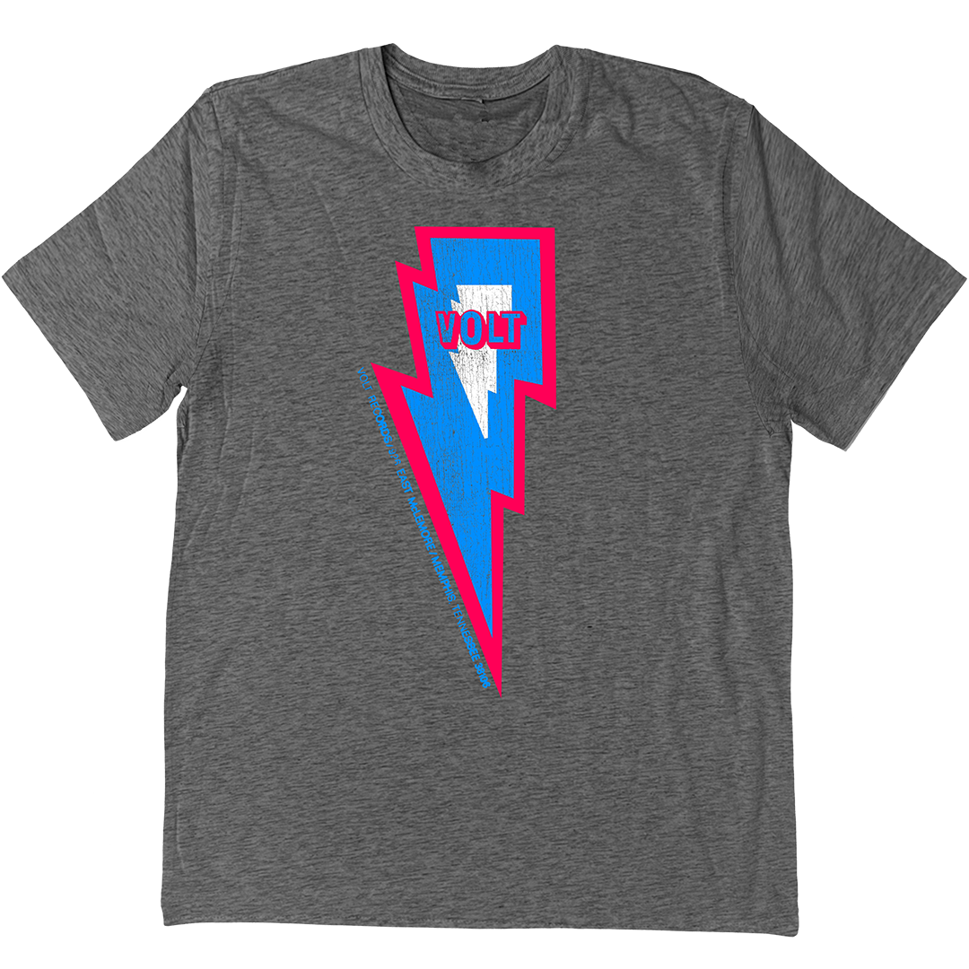 Volt Records "Pink Bolt" T-Shirt in Charcoal Grey