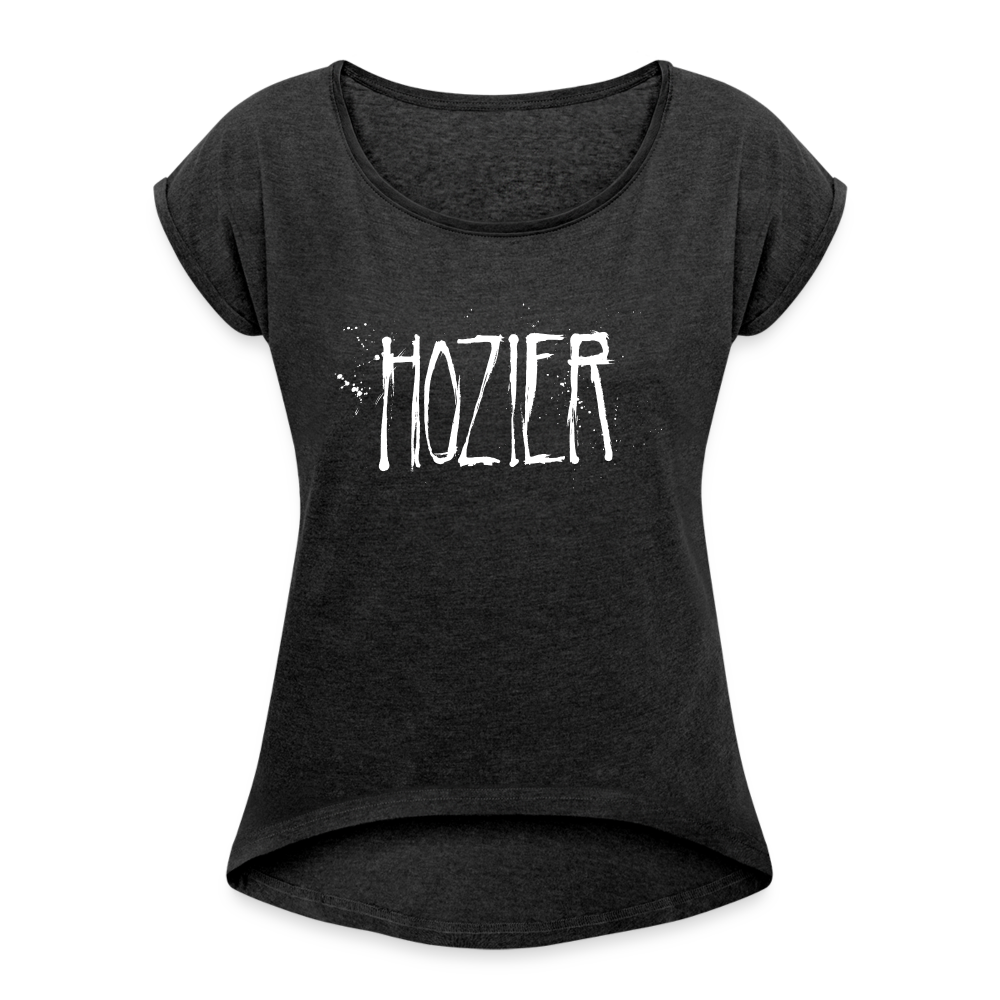 HOZIER "SPLATTER" WOMEN'S ROLL CUFF T-SHIRT - heather black