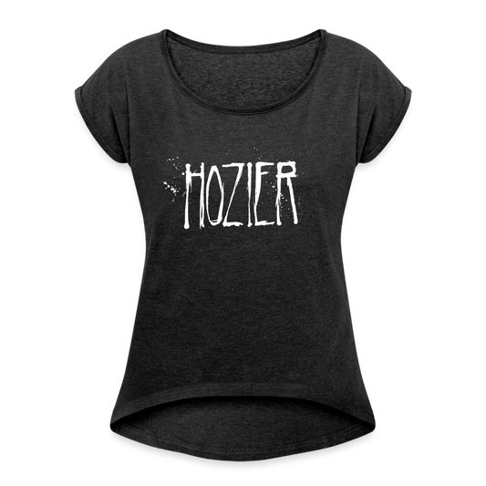 HOZIER "SPLATTER" WOMEN'S ROLL CUFF T-SHIRT - heather black